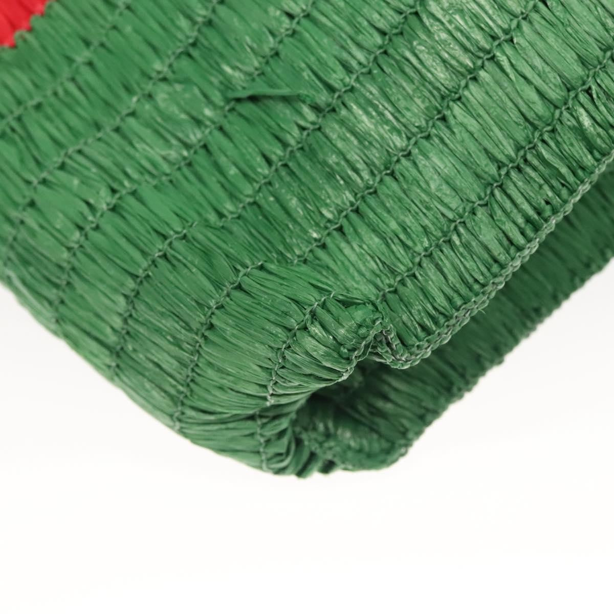 Gucci GUCCI Hand Bag Straw Green Red 524810 Authentic bs26626