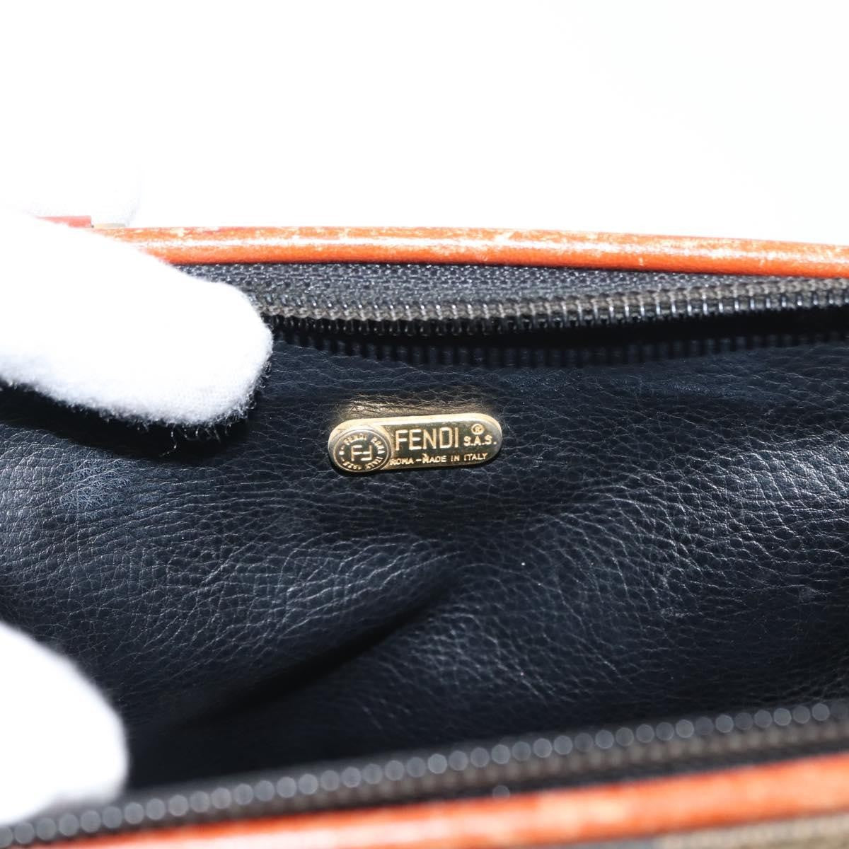 Fendi FENDI Pecan Canvas Hand Bag PVC Black Brown Authentic 146281