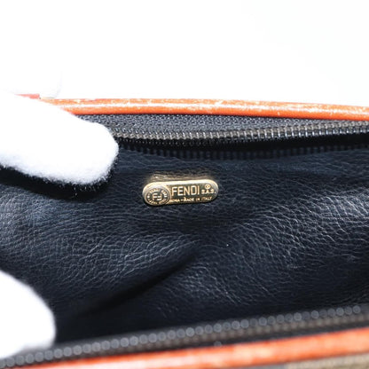 Fendi FENDI Pecan Canvas Hand Bag PVC Black Brown Authentic 146281