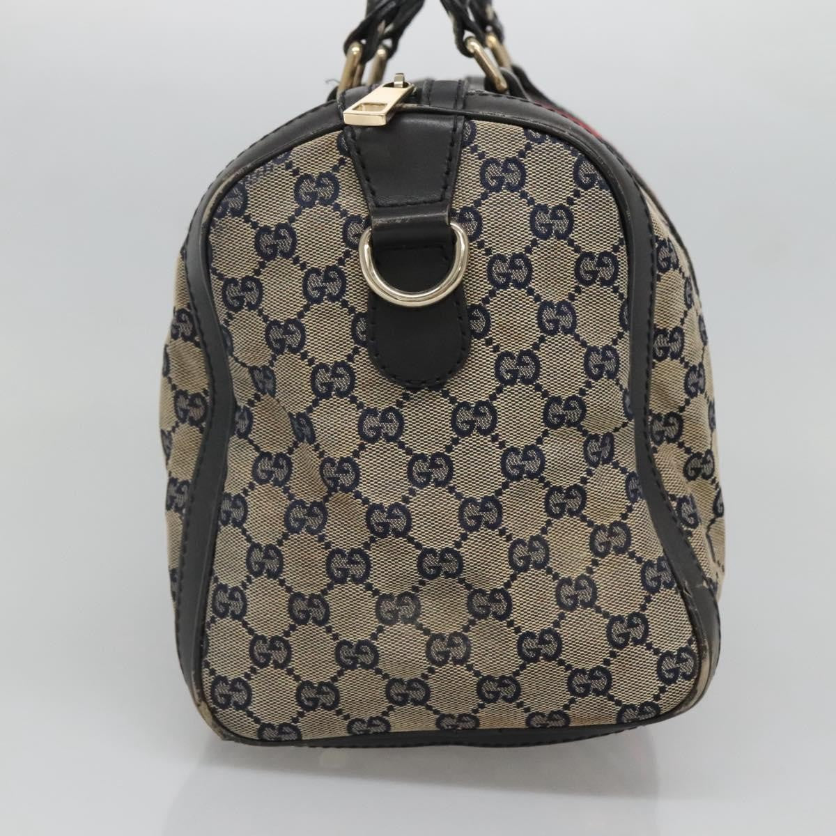 Gucci GUCCI GG Canvas Sherry Line Hand Bag PVC Navy Gold 247205 Authentic 131724