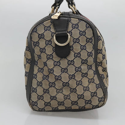 Gucci GUCCI GG Canvas Sherry Line Hand Bag PVC Navy Gold 247205 Authentic 131724
