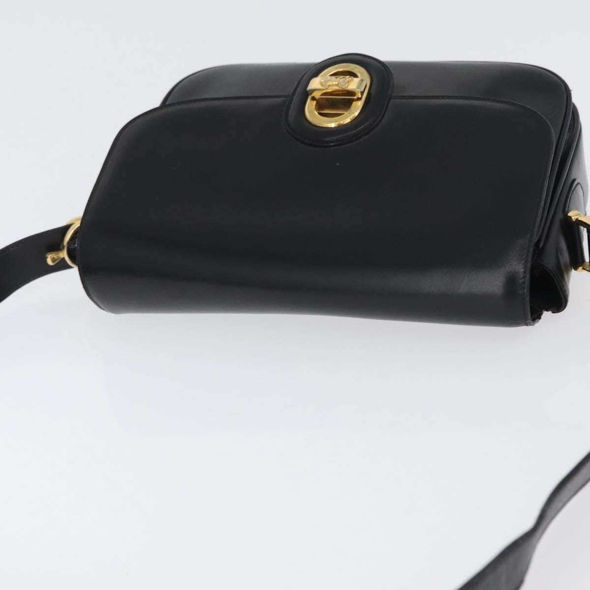 Celine CELINE Horse Carriage Shoulder Bag Leather Black Gold Authentic bs33584
