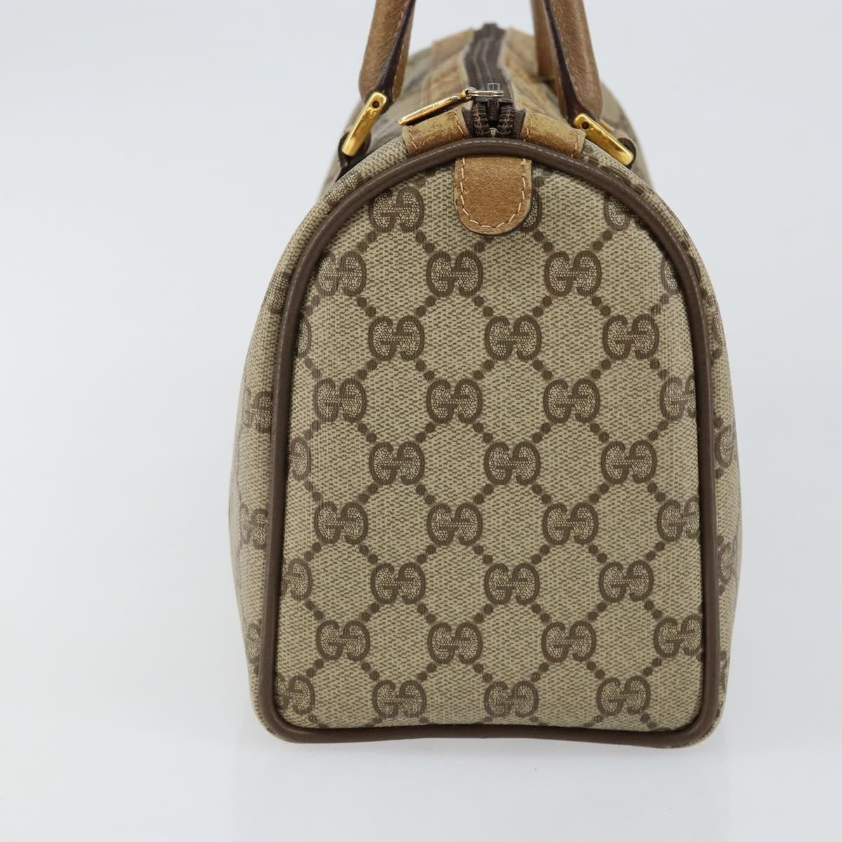 Gucci GUCCI GG Supreme Web Sherry Line Boston Bag PVC Beige Gold 40 02 006 Authentic 144227