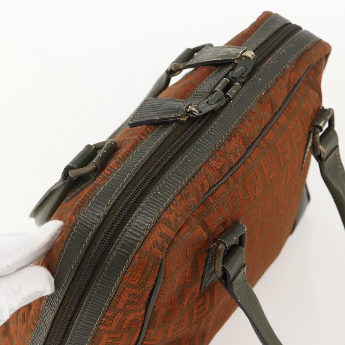 Fendi FENDI Zucchino Canvas Hand Bag Brown Authentic 175160