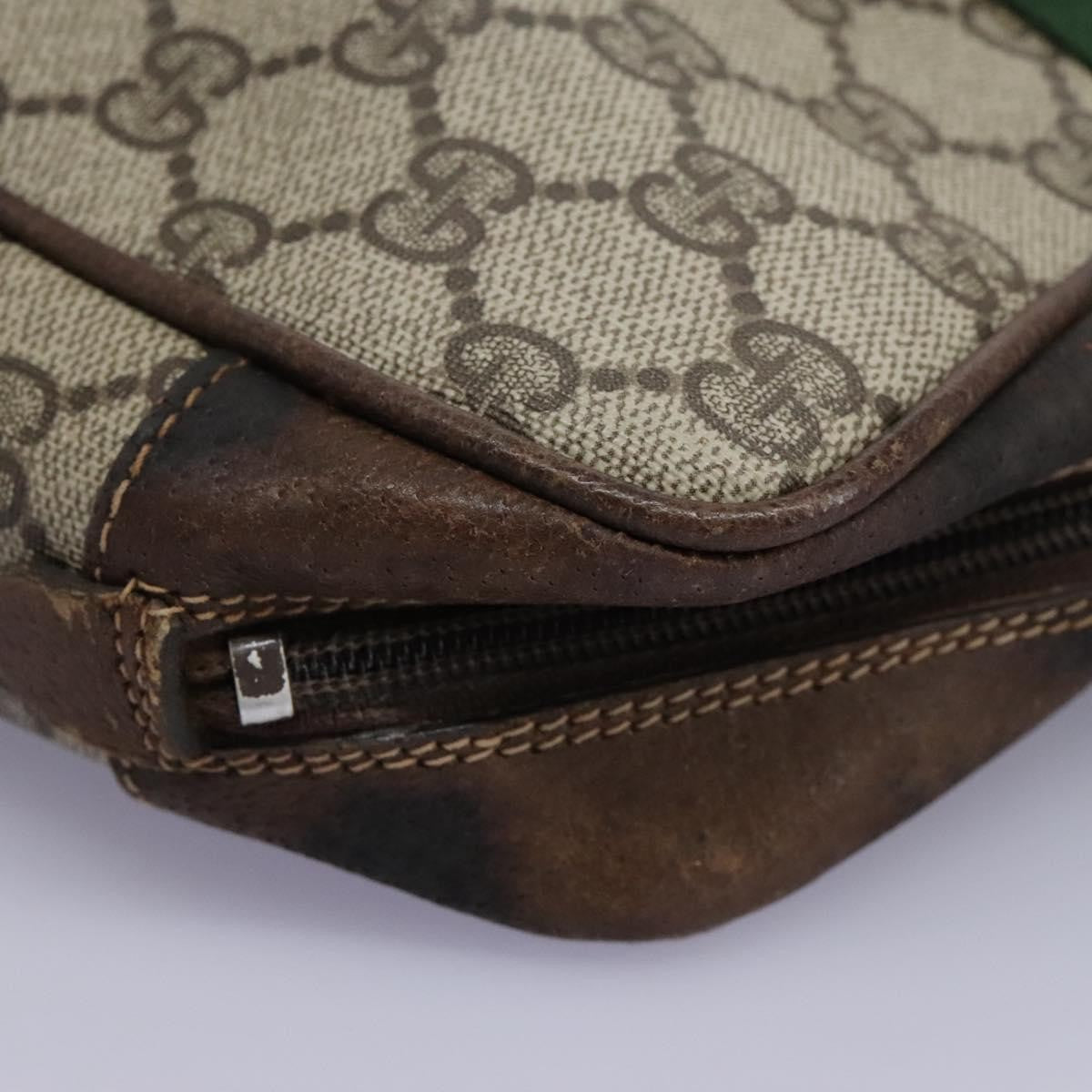 Gucci GUCCI GG Supreme Web Sherry Line Clutch Bag PVC Beige Red Green Authentic th5590
