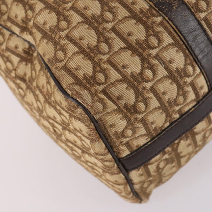 Dior Christian Dior Trotter Canvas Boston Bag Brown Gold Authentic 141365