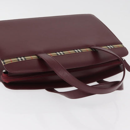 Burberry BURBERRY Hand Bag Leather Bordeaux Silver Authentic 181526