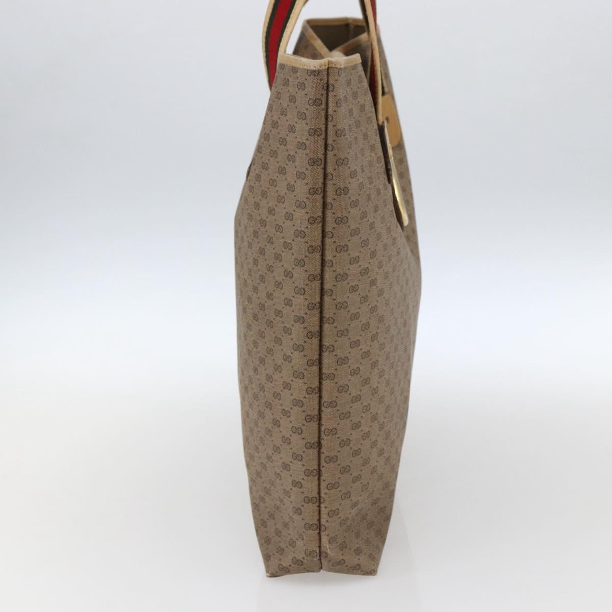 Gucci GUCCI Micro GG Supreme Web Sherry Line Tote Bag PVC Beige Gold Red Authentic ep13035