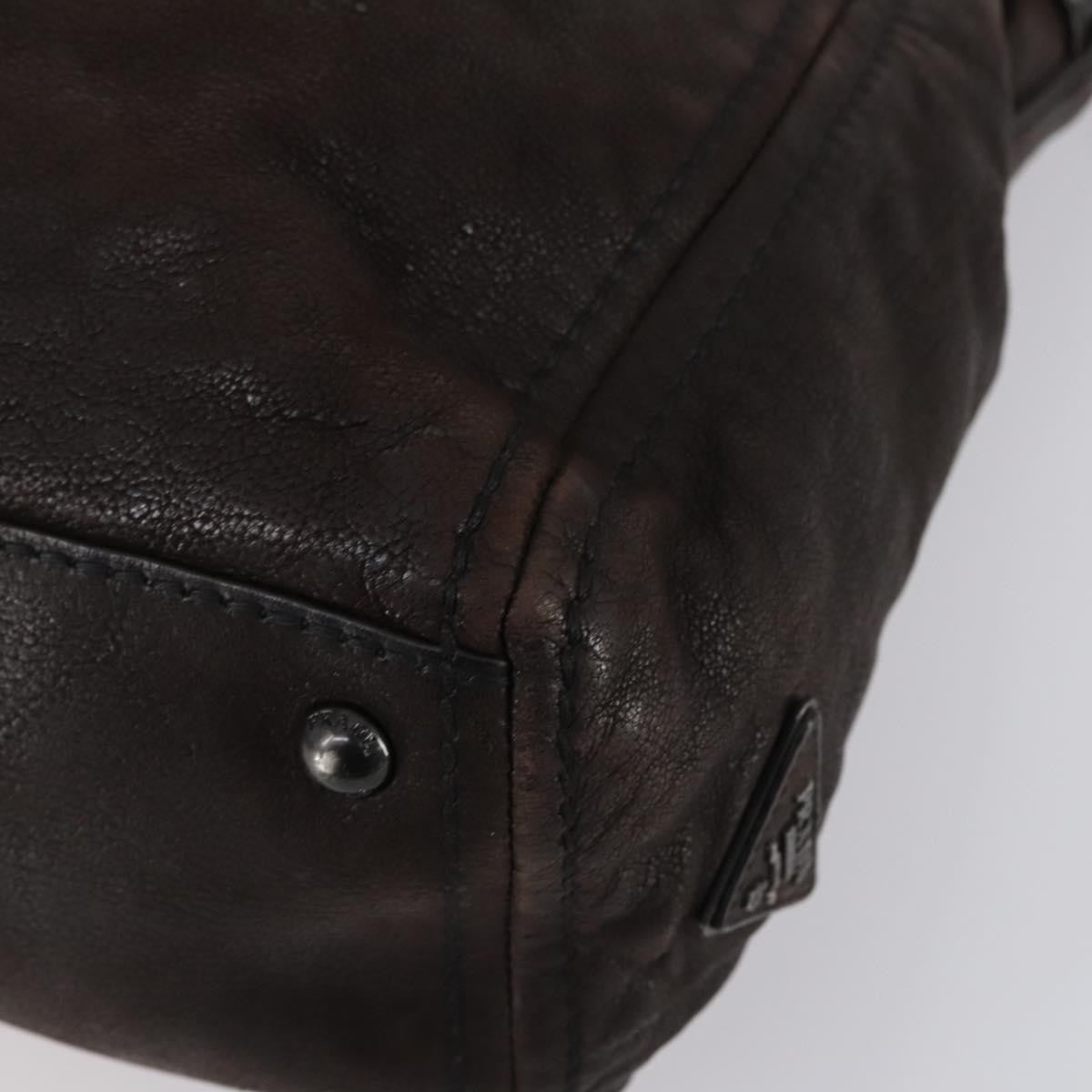 Prada PRADA Hand Bag Leather 2way Brown Silver Authentic 153083