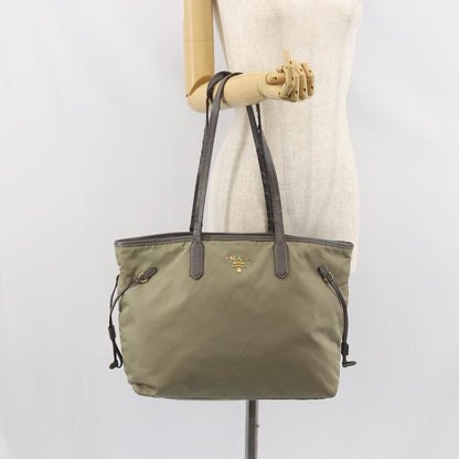 Prada PRADA Tote Bag Nylon Beige Gold Authentic 163284