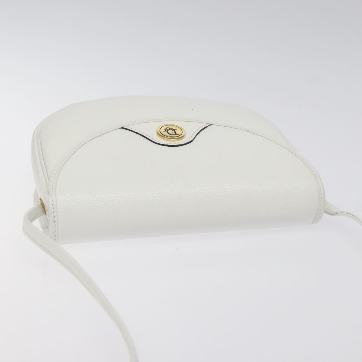 Dior Christian Dior Shoulder Bag Leather White Gold Authentic BA1797
