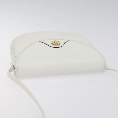 Dior Christian Dior Shoulder Bag Leather White Gold Authentic BA1797