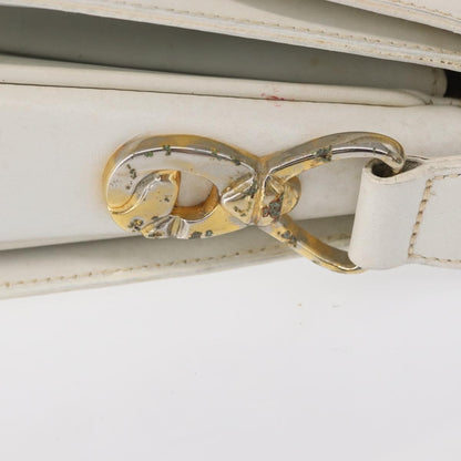 Celine CELINE Shoulder Bag Leather White Gold Authentic yk19773