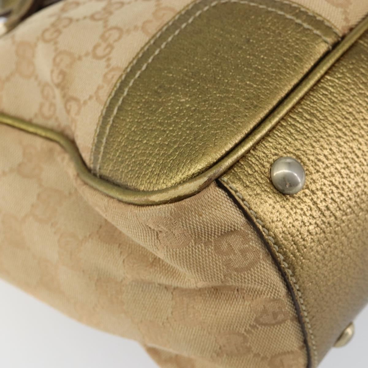 Gucci GUCCI GG Canvas Shoulder Bag Beige Gold 177052 Authentic 121395
