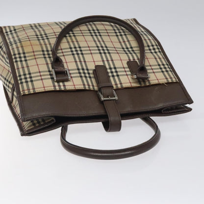 Burberry BURBERRY Nova Check Tote Bag Canvas Beige Silver Authentic 118228