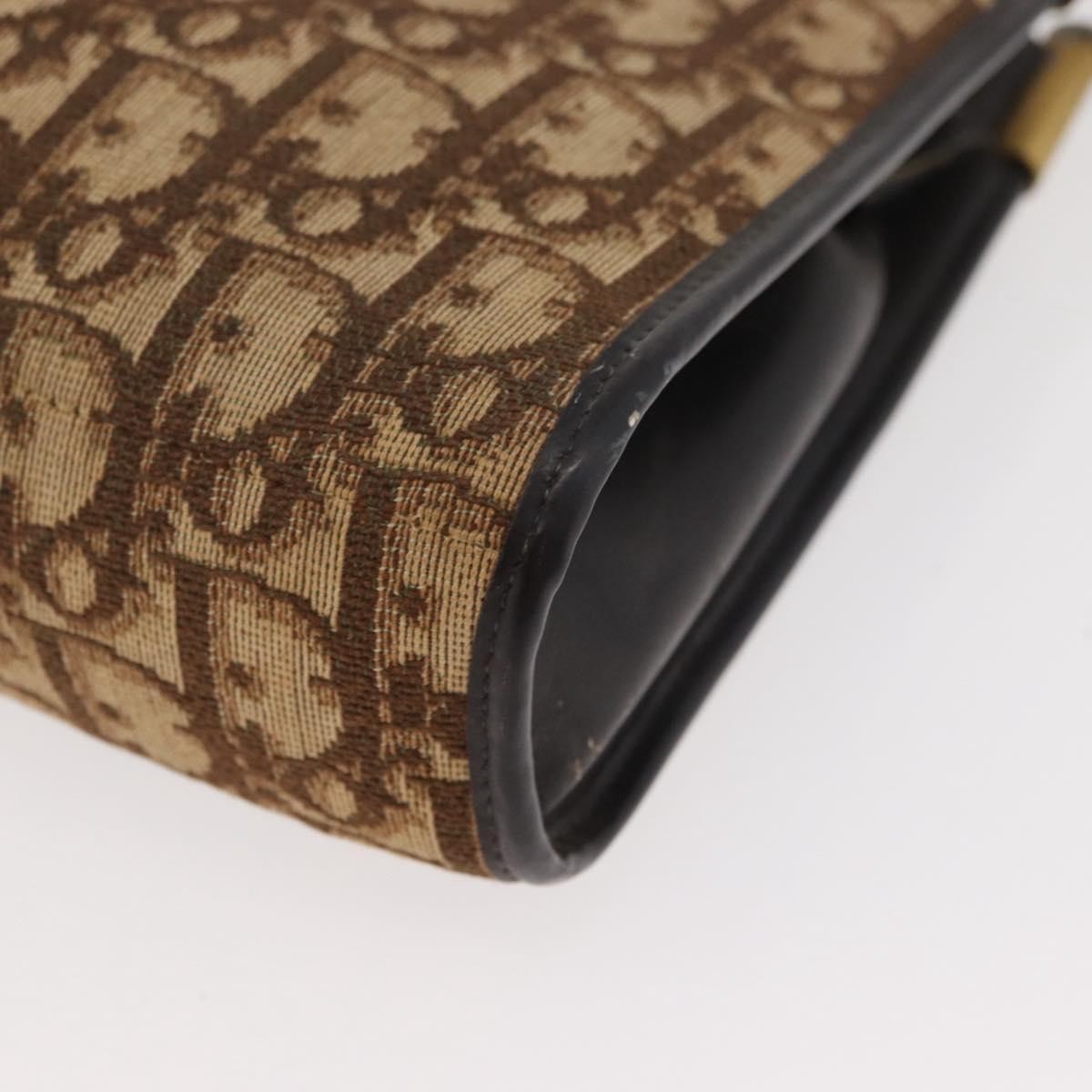 Dior Christian Dior Trotter Canvas Shoulder Bag Brown Gold Authentic 178153