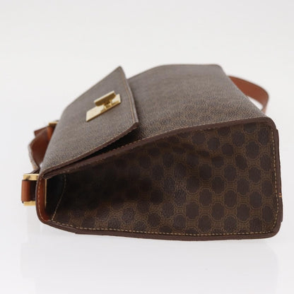 Celine CELINE Macadam Canvas Shoulder Bag PVC Leather Brown Gold Authentic 161521