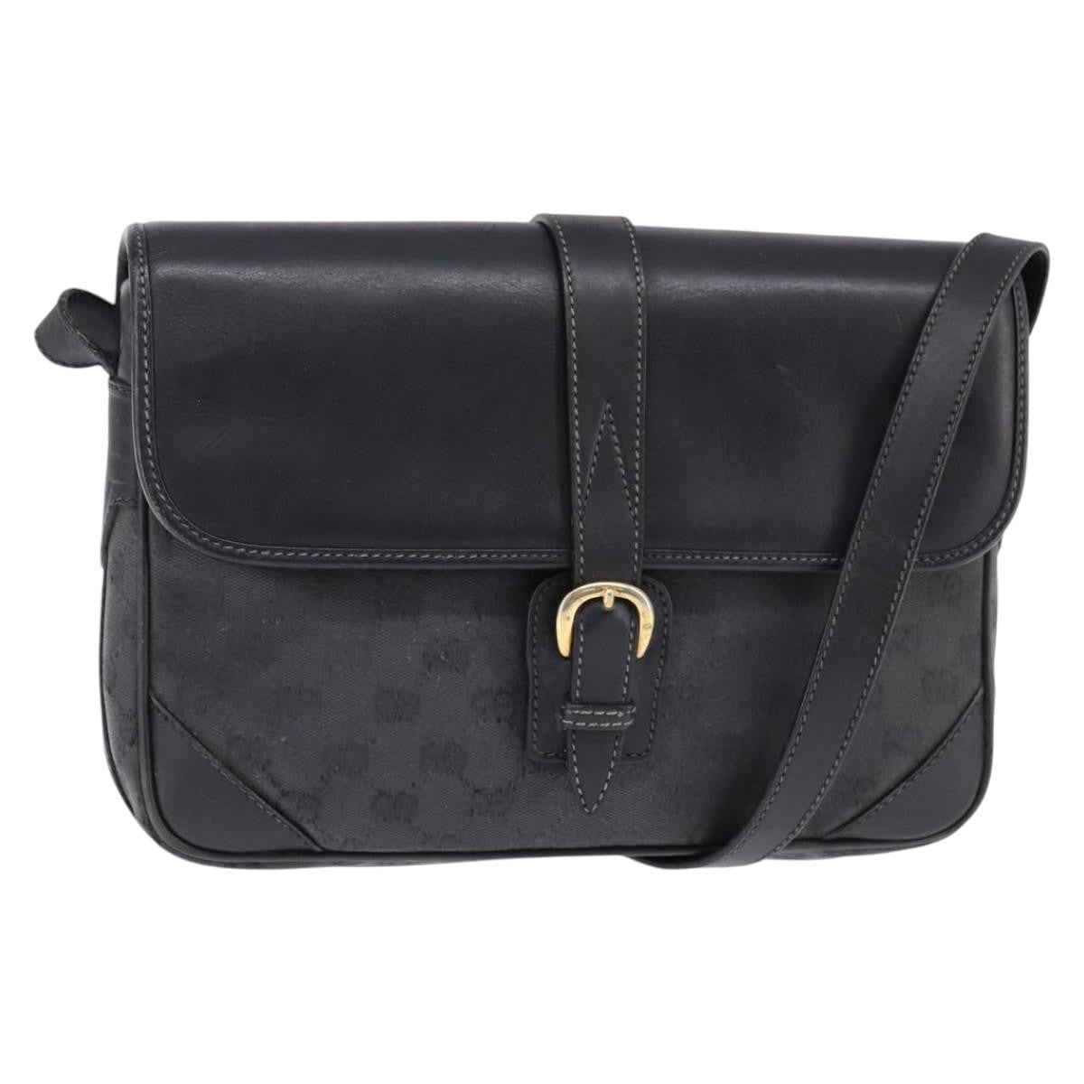 Gucci GUCCI GG Canvas Shoulder Bag Black Gold 001 261 0613 Authentic 144610