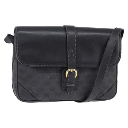 Gucci GUCCI GG Canvas Shoulder Bag Black Gold 001 261 0613 Authentic 144610