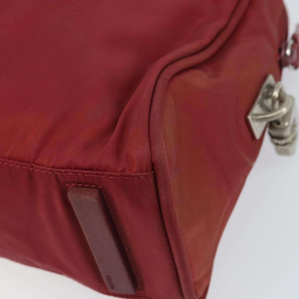 Prada PRADA Hand Bag Nylon Red Silver Authentic BA8645