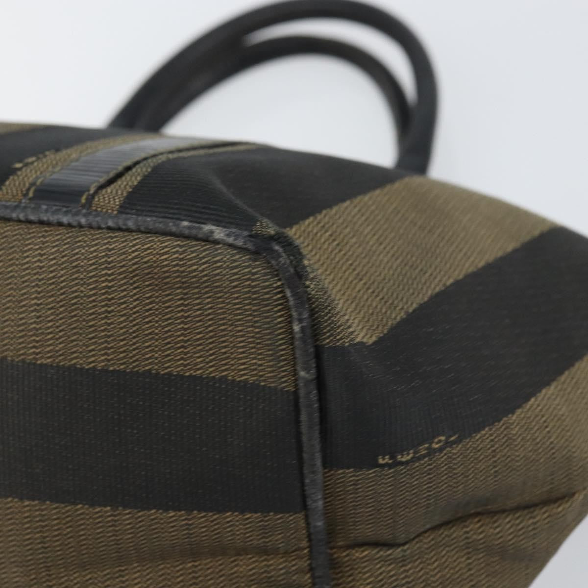 Fendi FENDI Pecan Canvas Hand Bag Black Brown Authentic 158368