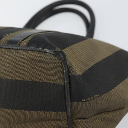 Fendi FENDI Pecan Canvas Hand Bag Black Brown Authentic 158368