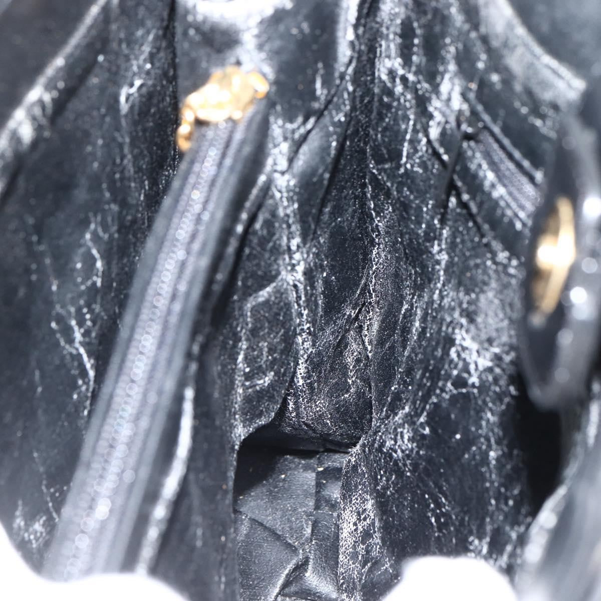 Gianni Versace Gianni Versace Chain Tote Bag Leather Black Gold Authentic bs29493