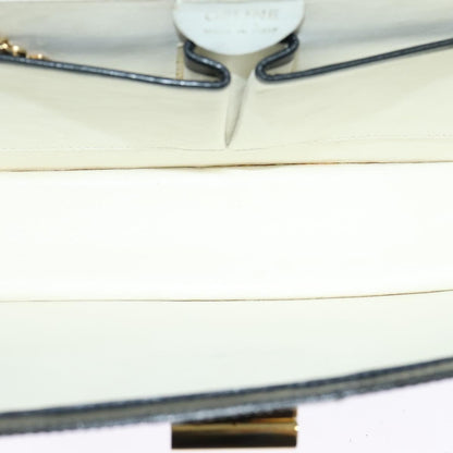 Celine CELINE Shoulder Bag Leather White Navy gold Authentic 127598