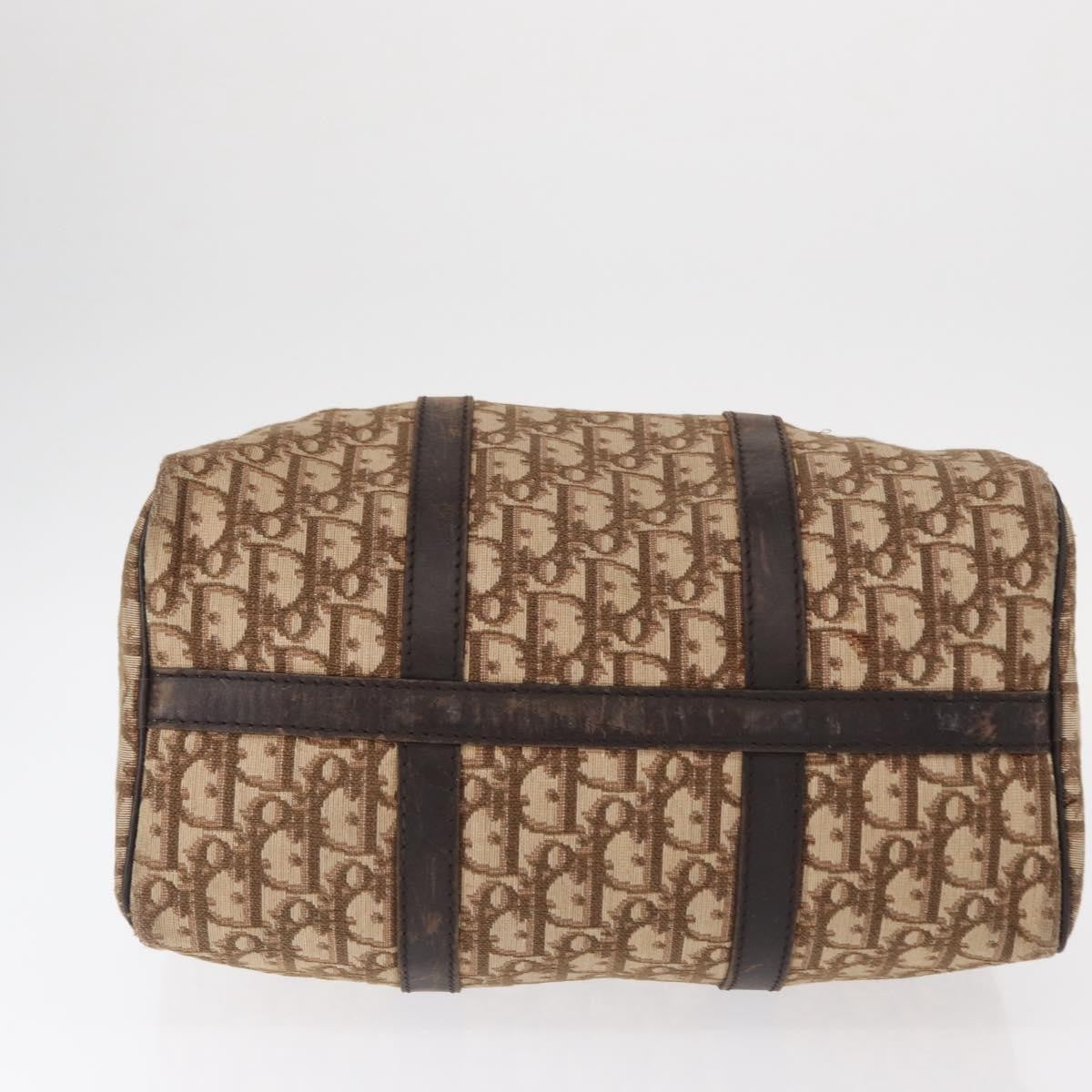 Dior Christian Dior Trotter Canvas Hand Bag Brown Gold Authentic ka627