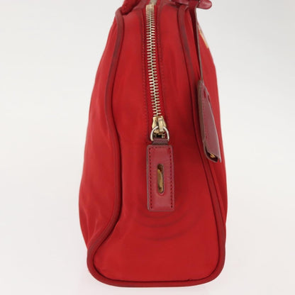 Prada PRADA Hand Bag Nylon Red Gold Authentic ki6141
