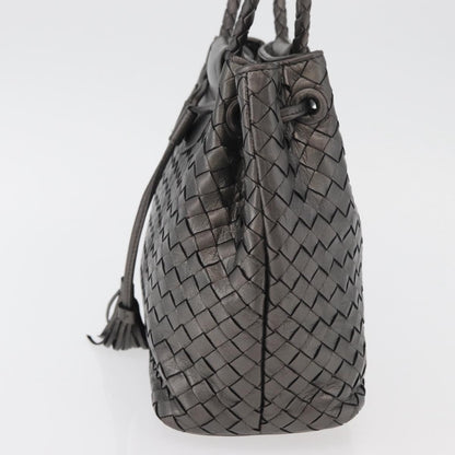 BOTTEGAVENETA BOTTEGAVENETA BOTTEGA VENETA INTRECCIATO Purse Hand Bag Leather Silver Gold Authentic 177803