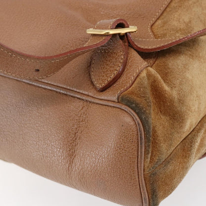 Gucci GUCCI Bamboo Backpack Suede Brown Gold 003 2058 0016 Authentic 148819 Bag