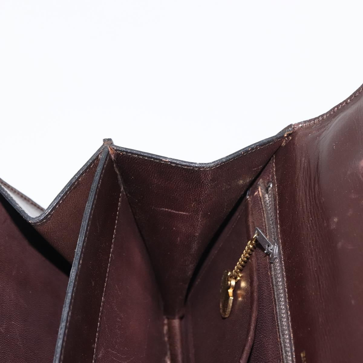 Celine CELINE Hand Bag Leather Brown Gold Authentic fm4934