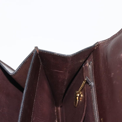 Celine CELINE Hand Bag Leather Brown Gold Authentic fm4934