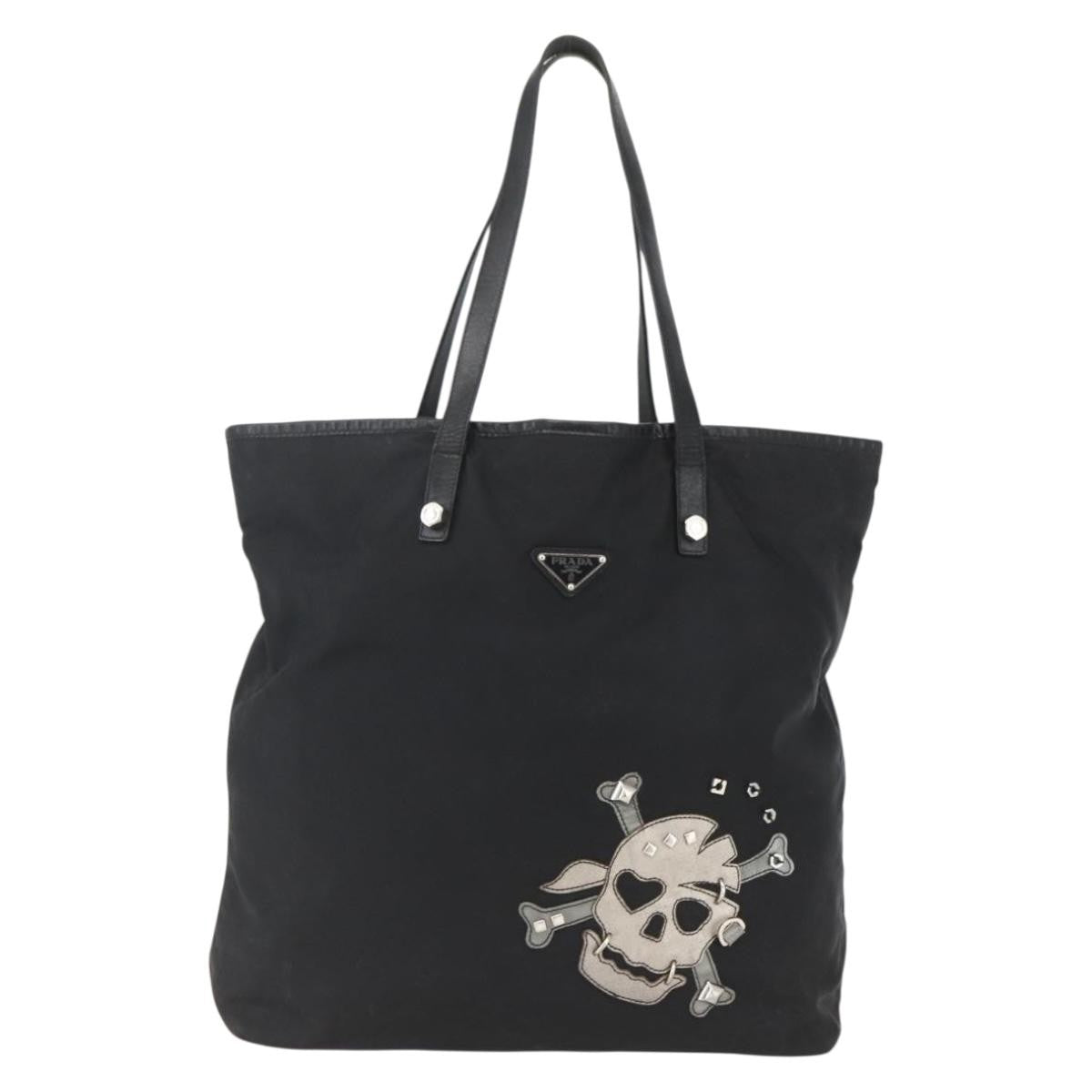 Prada PRADA Tote Bag Nylon Black Silver Authentic 160717