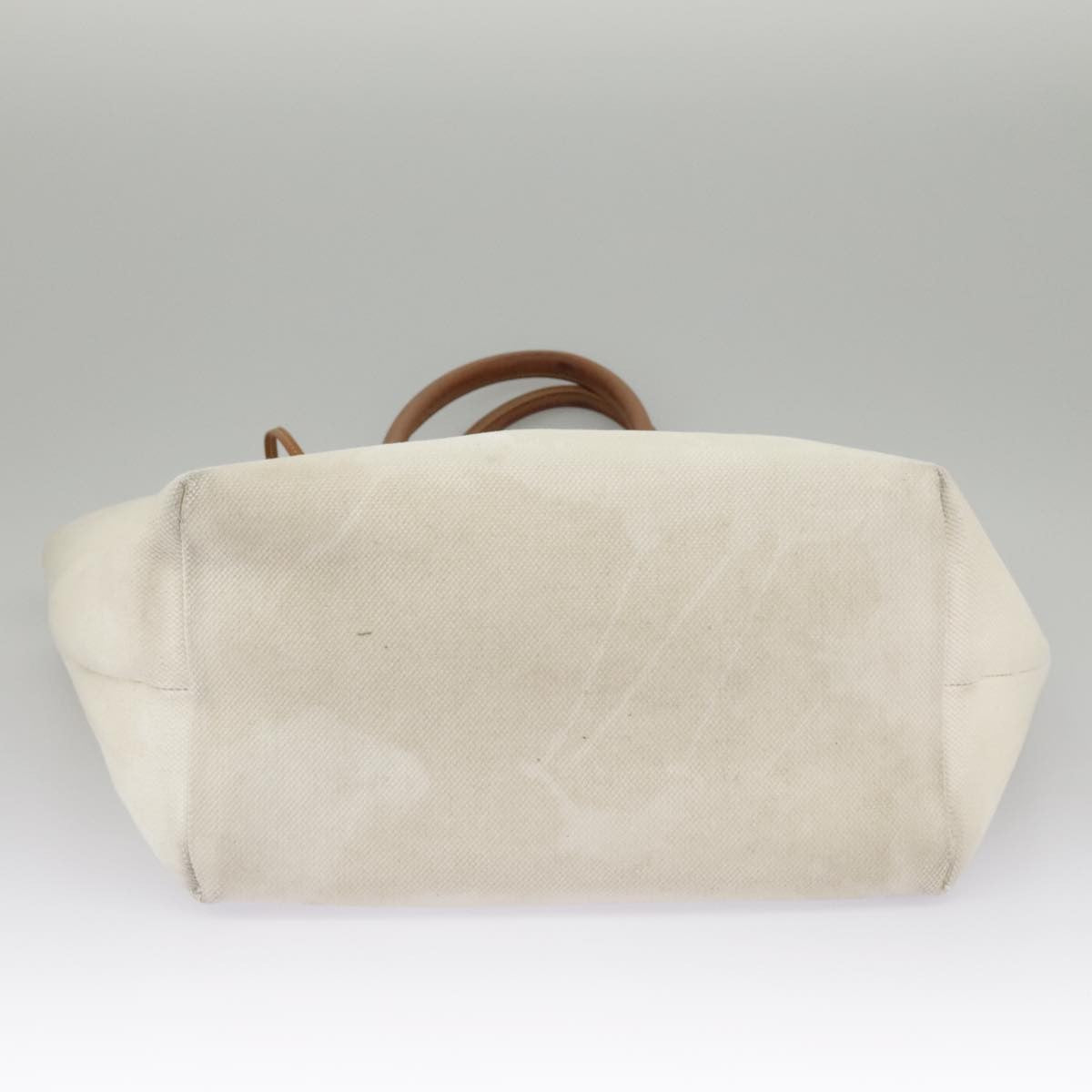 Celine CELINE Horizontalkava Tote Bag Canvas 2way White Gold Authentic 101048