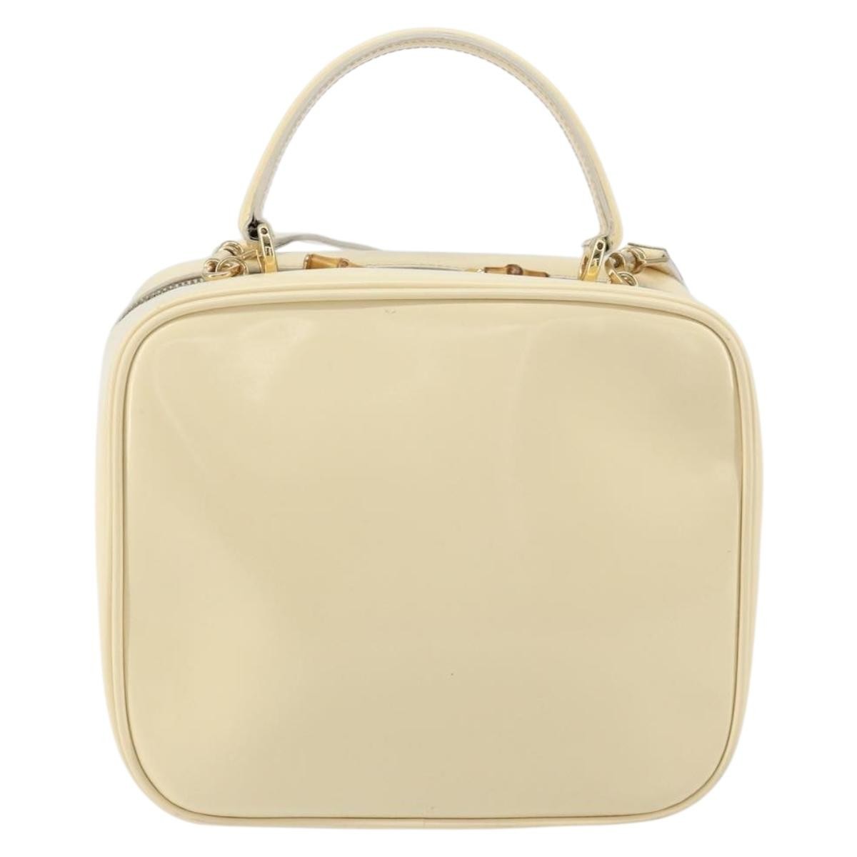 Gucci GUCCI Bamboo Hand Bag Enamel 2way Outlet White Gold 000 270 0323 Authentic 147500