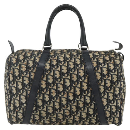Dior Christian Dior Trotter Canvas Boston Bag Navy Silver Authentic 175415