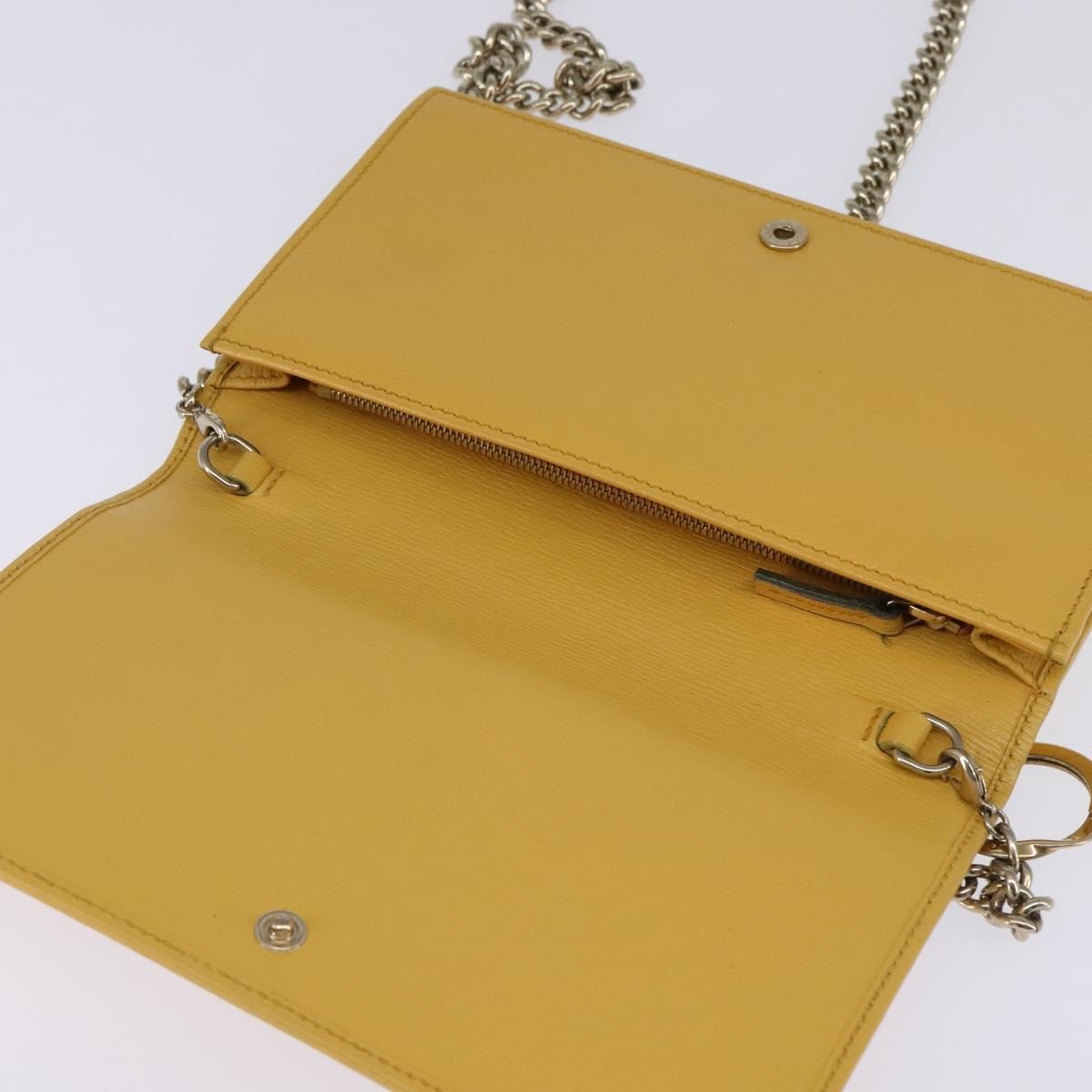 Gucci GUCCI Chain Shoulder Bag Leather Yellow 354697 Authentic 142696