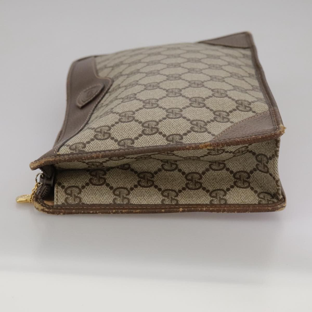 Gucci GUCCI GG Supreme Clutch Bag PVC Beige Authentic yk16830