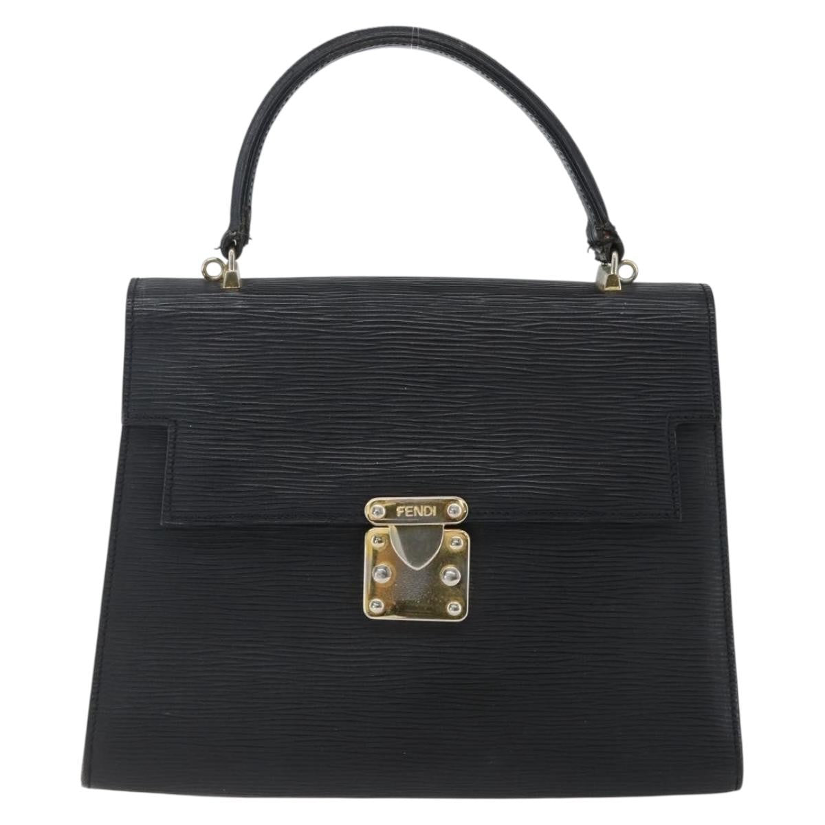 Fendi FENDI Hand Bag Leather Black Gold Authentic ka2601