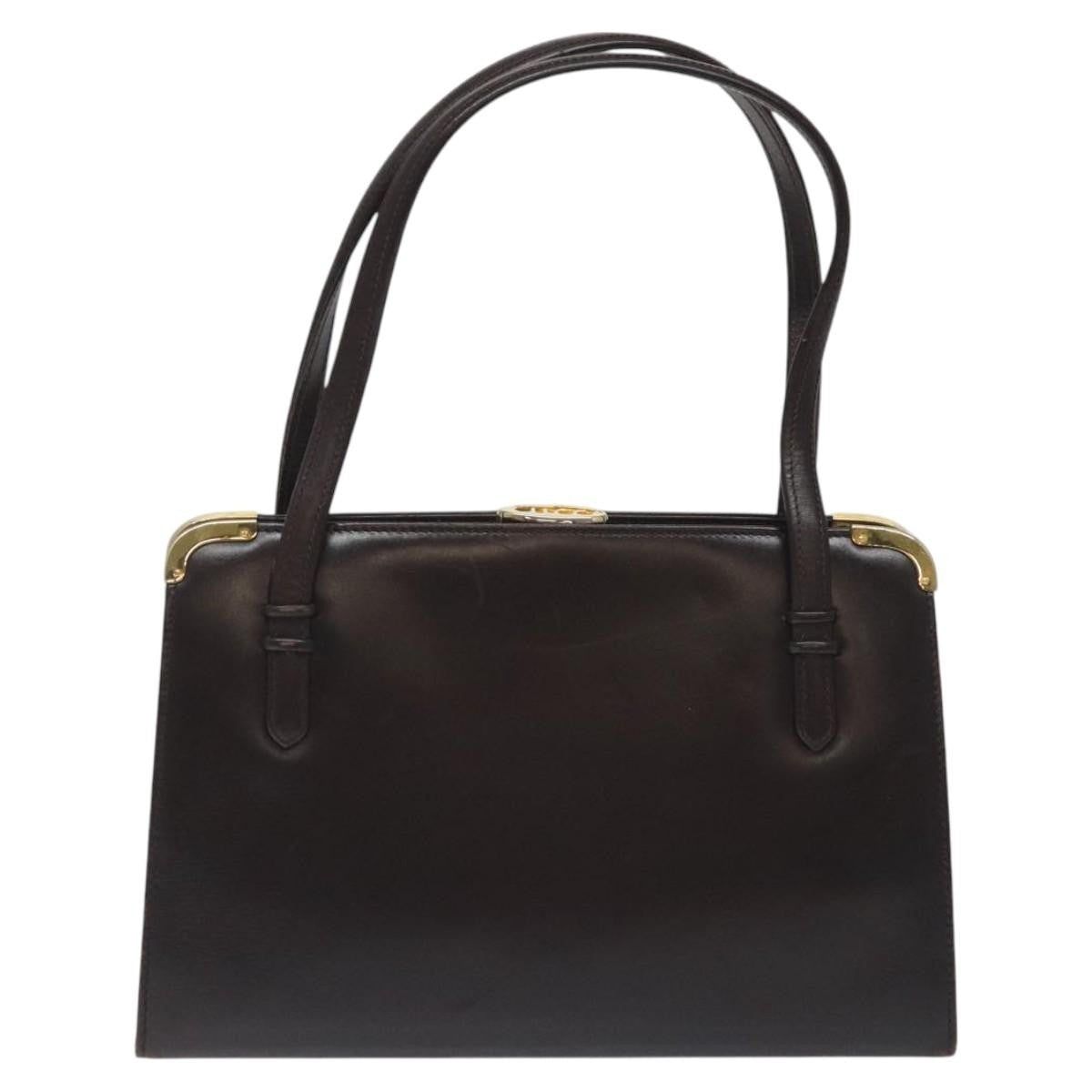 Gucci GUCCI Hand Bag Leather Brown Gold Authentic ep9221