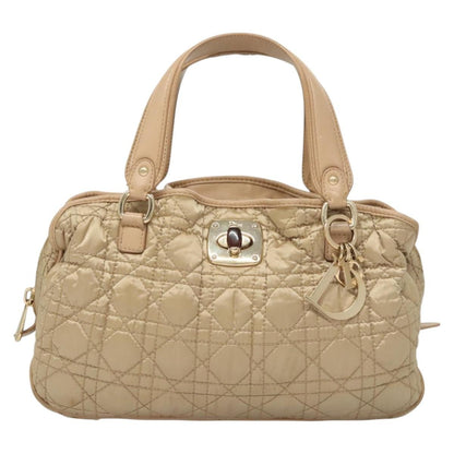 Dior Christian Dior Canage Hand Bag Nylon Beige Gold Authentic mr1376