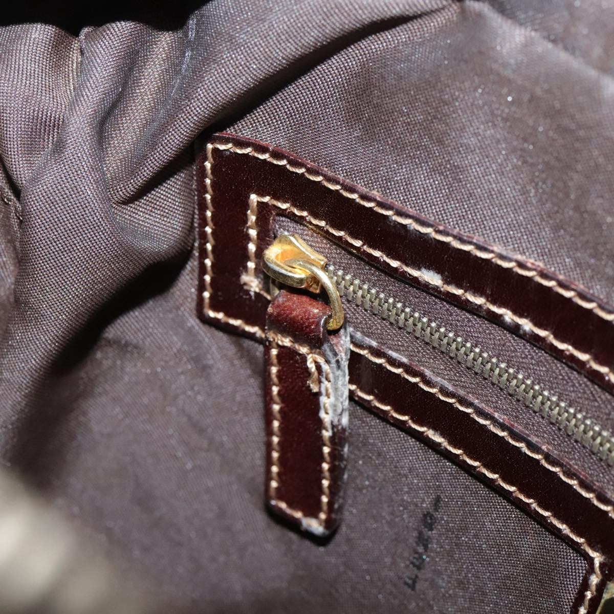Fendi FENDI Zucchino Canvas Hand Bag Brown Gold Authentic bs21516