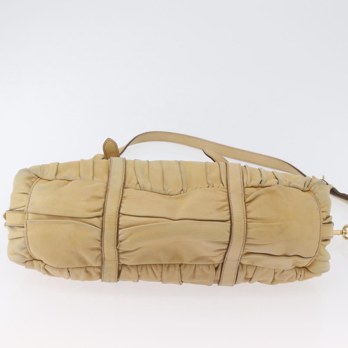 Prada PRADA Hand Bag Leather 2way Ivory Gold Authentic 173213