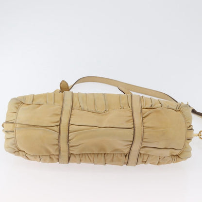 Prada PRADA Hand Bag Leather 2way Ivory Gold Authentic 173213