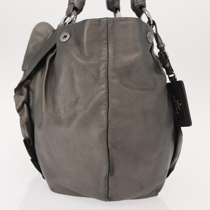 Prada PRADA Tote Bag Leather Gray Silver Authentic 146806