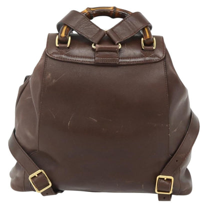 Gucci GUCCI Bamboo Backpack Leather Brown Gold 003 58 0016 Authentic 178057 Bag