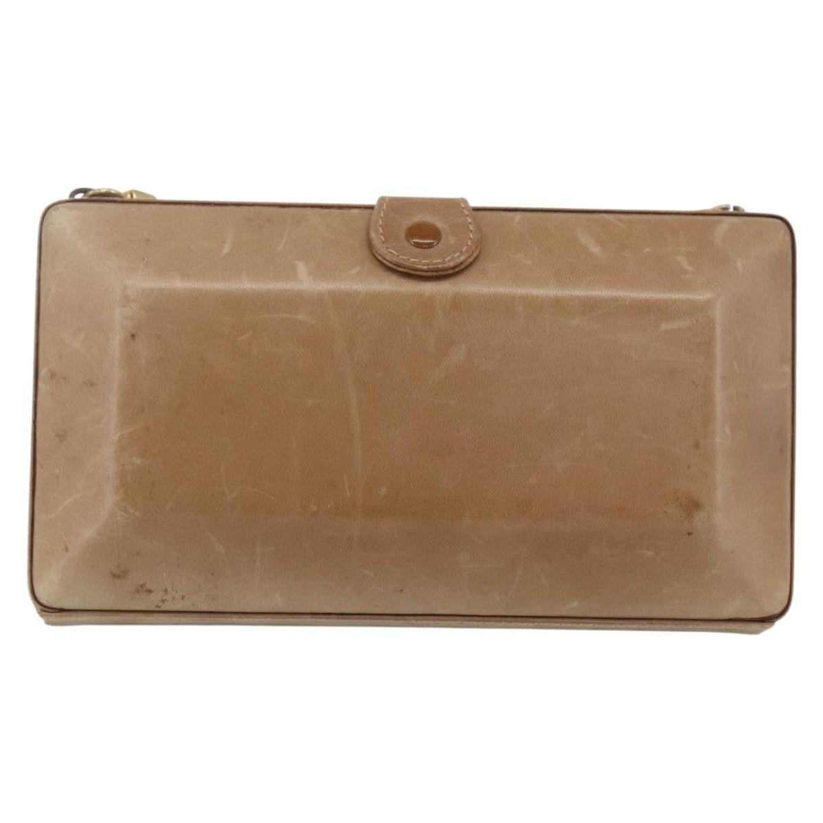 Gucci GUCCI Shoulder Bag Leather Beige Gold Authentic SW1879