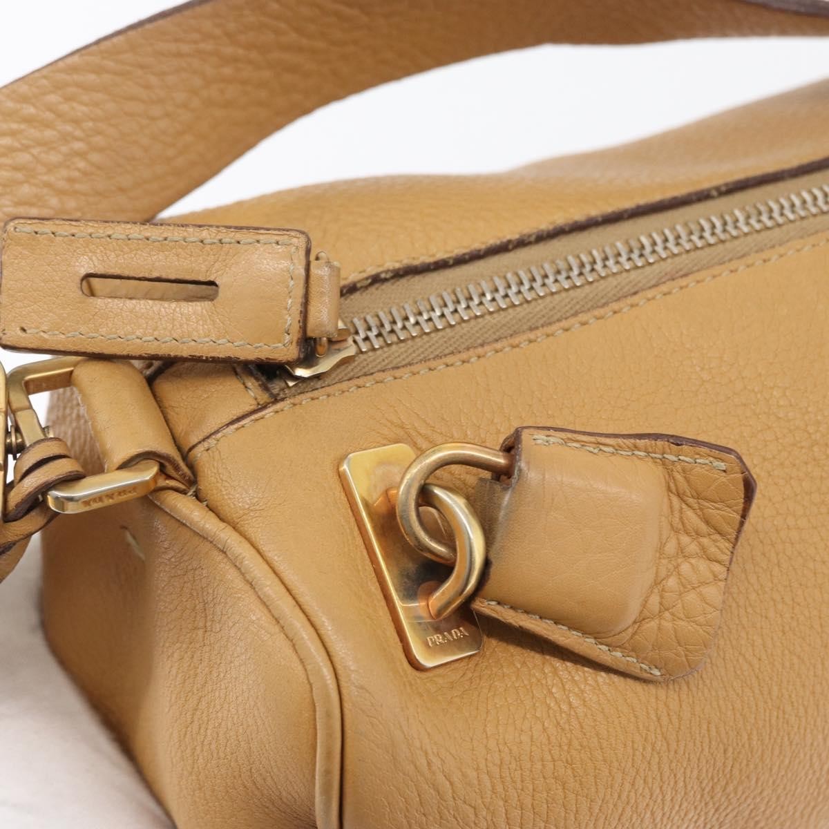 Prada PRADA Shoulder Bag Leather Brown Gold Authentic 172272